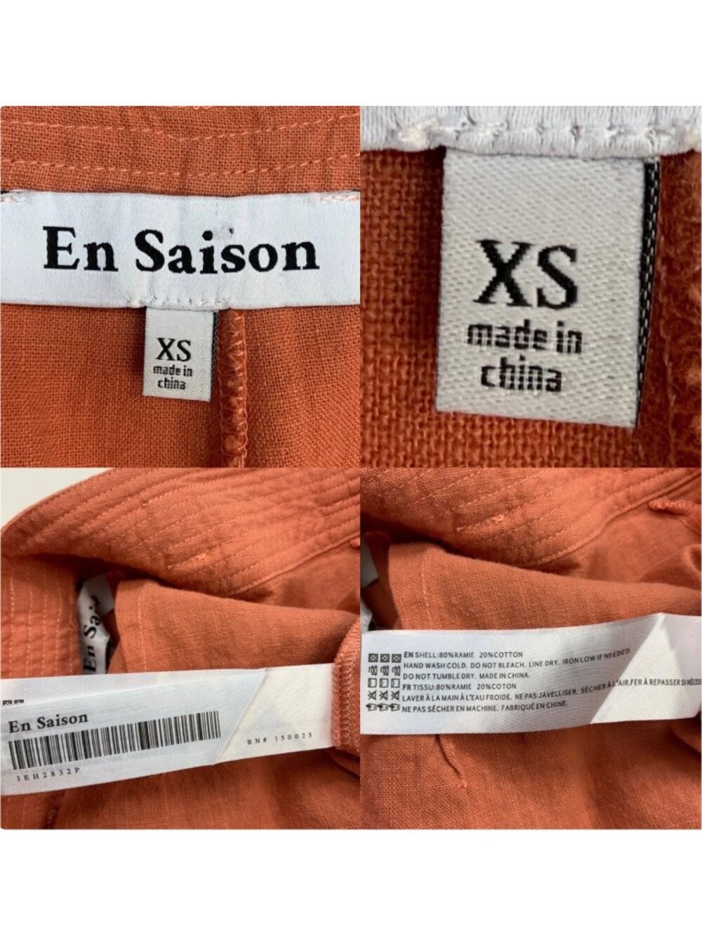 Anthropologie En Saison Jasper Pant XS Coral Wide Leg High Rise Belted - Picture 10 of 16